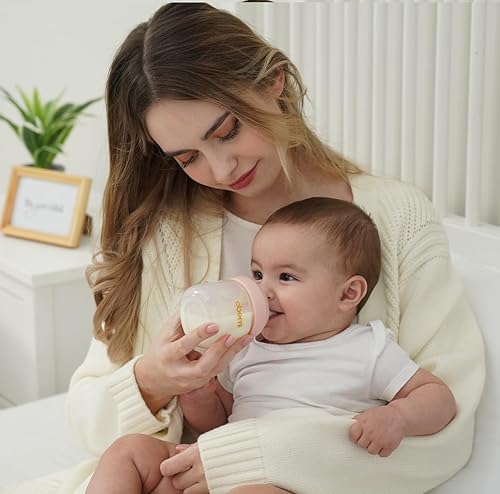 Miniatura 2 de Biberones de PP, biberones anticólicos para lactancia materna con pezones de respuesta natural, biberón de cuello ancho de flujo lento para bebés,