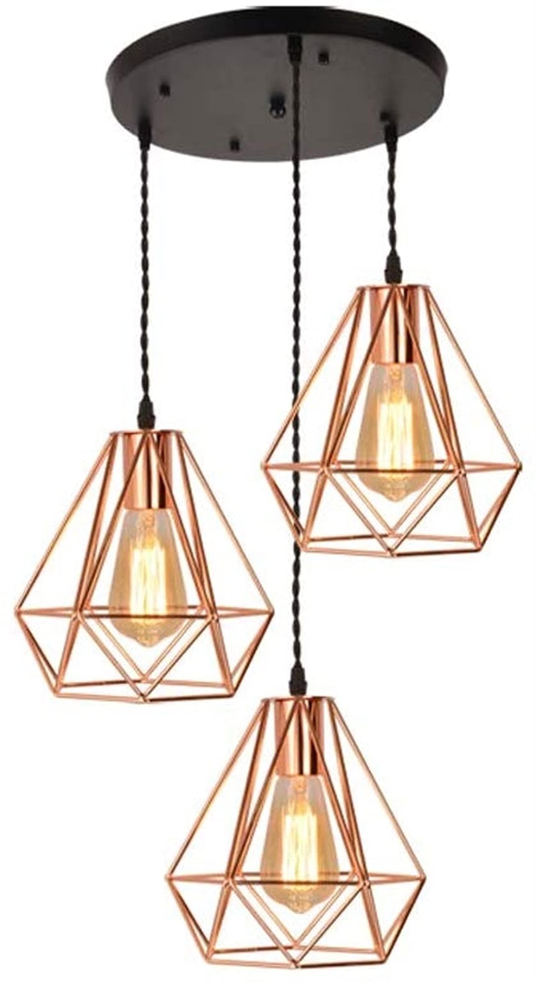 Plafond lampe à suspension industriel en fer noir retro pour cuisine et salle à manger
