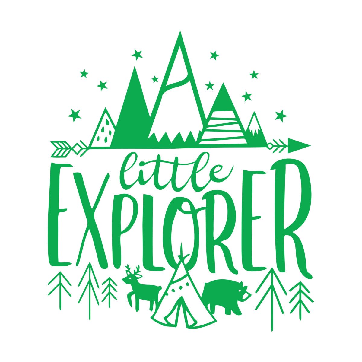 Kids Room Décor Little Explorer Design Wall Decals Bear with Tents Vinyl Wall Sticker Kids Adventure Wall Murals Decor Extra Large - 71x80cm