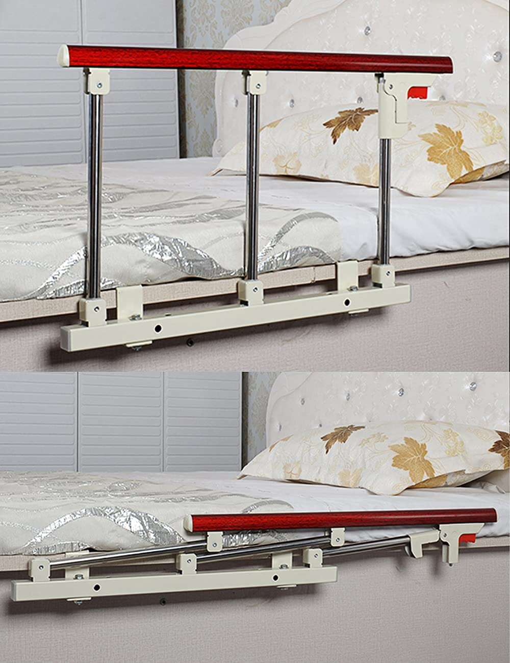 Protector De Barandillas De Cama para Adultos Mayores Protector Lateral De Seguridad Plegable Mango De Asistencia para Discapacitados Barra De Parachoques con Agarre De Metal 70 × 40 CM