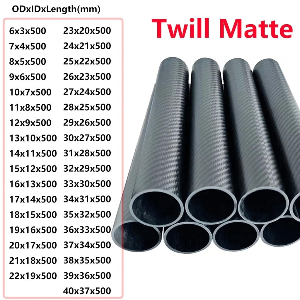 Tuba z włókna węglowego 3K Twill matowa 2 szt(23x20x500mm)