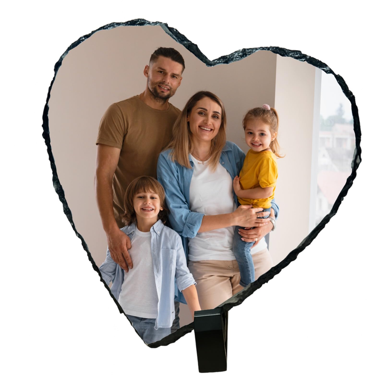 PB TECH Personalised Rock Slate Photo 15 x 15cm Heart Shape Printed Rock Slate Picture for Her Him Custom Gifts for Birthday Anniversary Christmas Wedding Valentines Day Mothers Day.