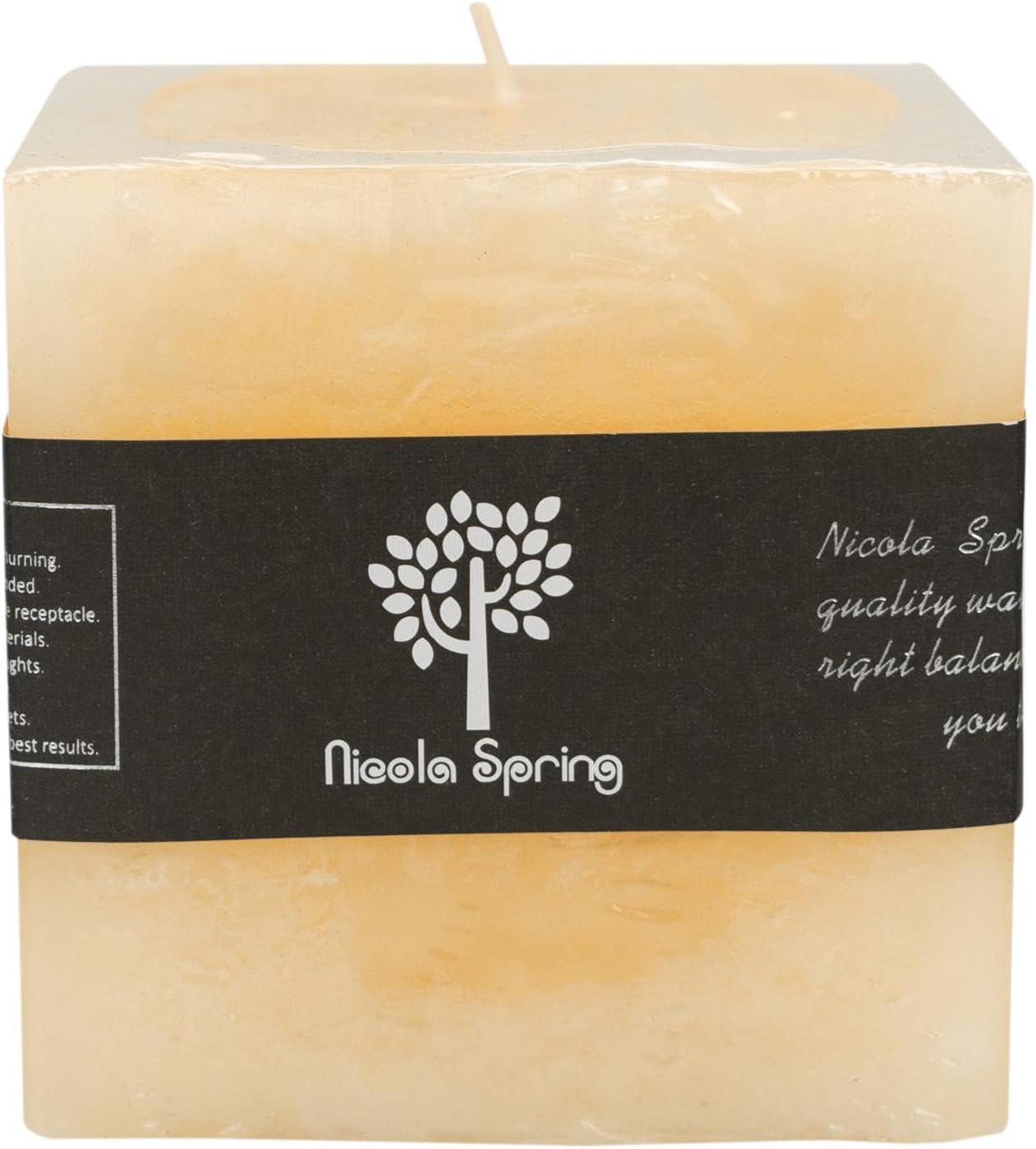 Scented Pillar Candle - Vanilla Scent - 120 Hour Burning Time - Vanilla Candles Ivory Square Pillar Aromatherapy for Home Fragrance, Kitchen, Living Room, Bedroom