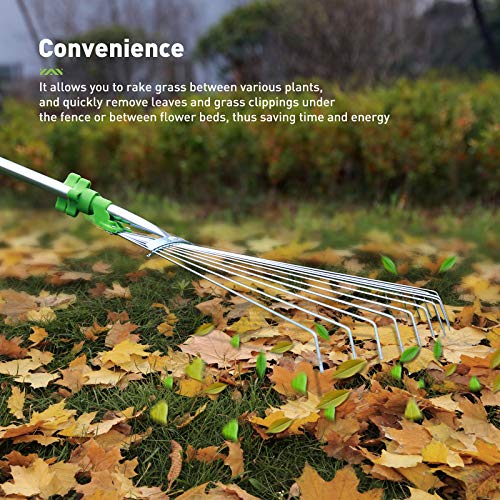 Kinedoo Adjustable Telescopic Rake,Garden Leaf Rake Lawn Rake For Quick Clean Up Of Lawn And Yard #TOP5