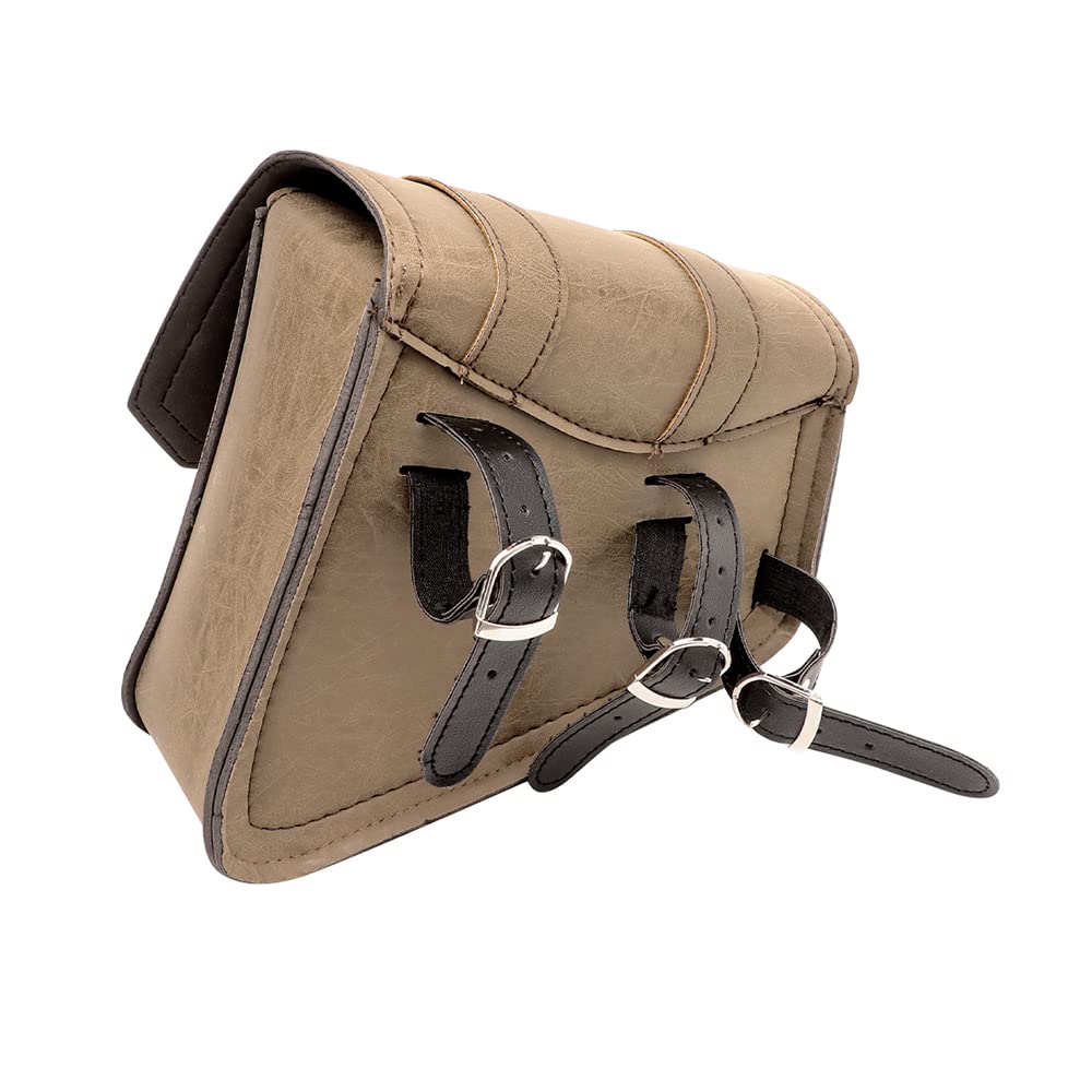 Sacoche de Selle de Moto en Cuir PU Universal Motos Sacs à Outils Kaki
