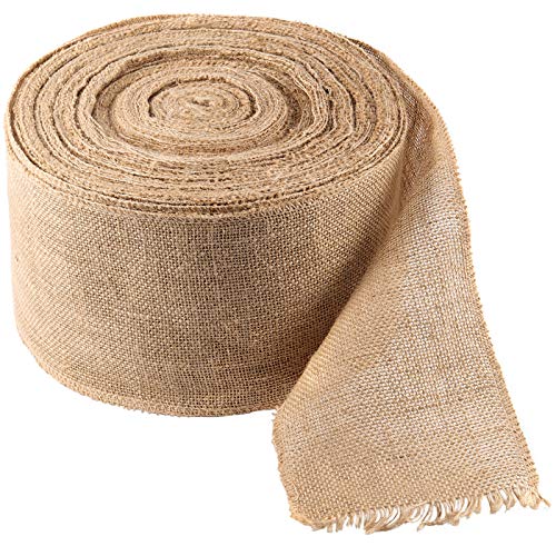 ZOENHOU 15CM x 25M Hessian Ribbon, Hessian Fabric Roll Natural Jute Burlap Ribbon Roll for Table Decoration Party, Craft