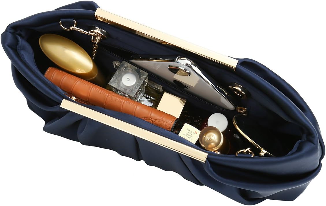 CHARMING TAILOR Clutch Evening Bag Elegant Pleated Satin Formal Handbag Simple Classy Purse for Women - Image 4