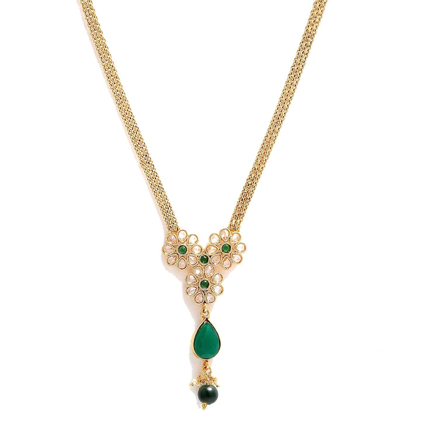 KENNICE Green Flower Shaped Gold-Plated Long Neckalce Jewellery For Girls & Women (B0BVKBRRYJ) Amazon Price History, Amazon Price Tracker