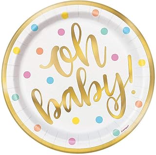 Fun Express - Oh Baby Dessert Plate for Baby - Party Supplies - Licensed Tableware - Licensed Plates & Bowls - Baby - 8 Pieces