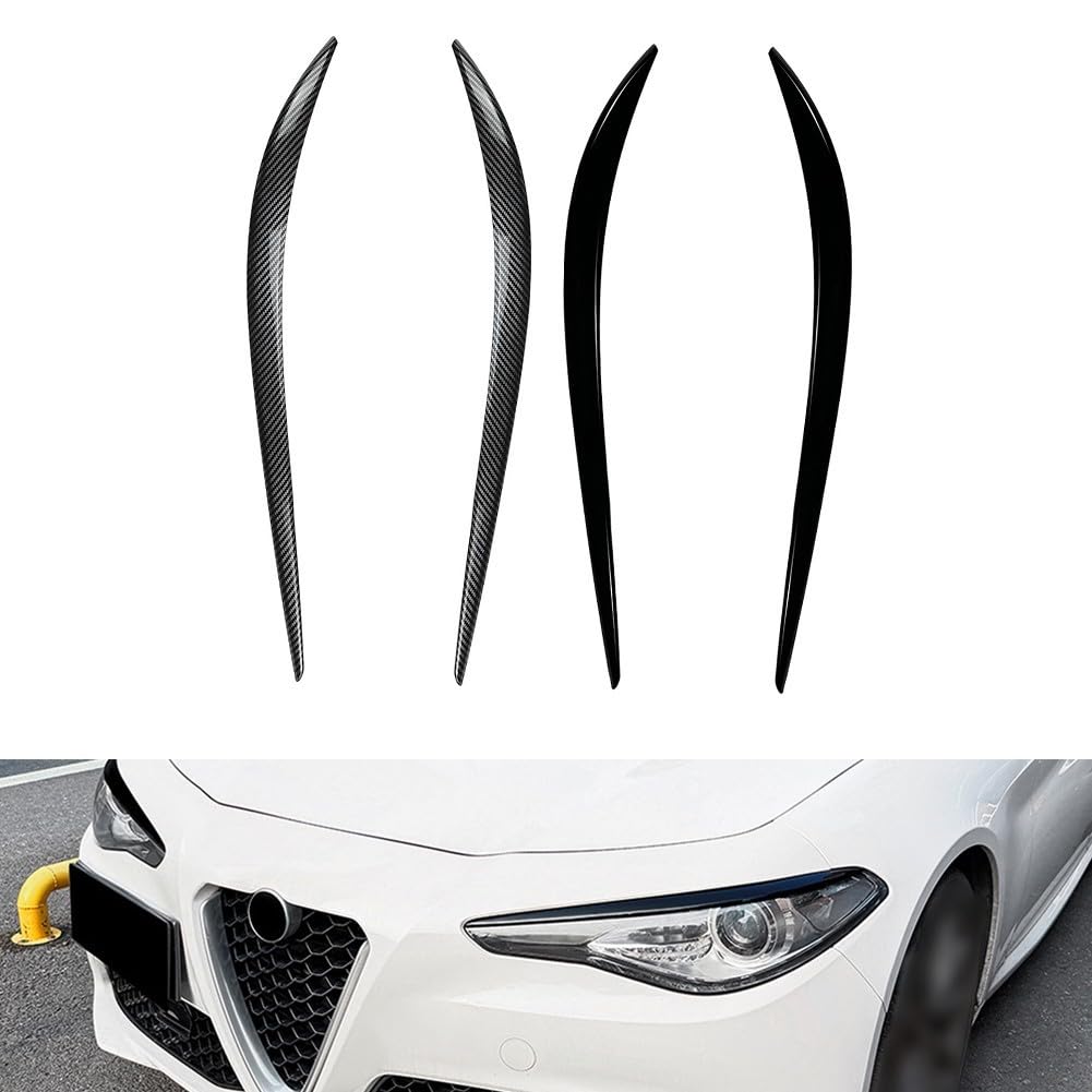 Copertura per palpebre per fanali Alfa Romeo per Giulia 2015+ struttura in fibra di carbonio ABS per sopracciglia, accessori per styling sportivo, coppia nera, ricambio diretto (struttura in fibra di