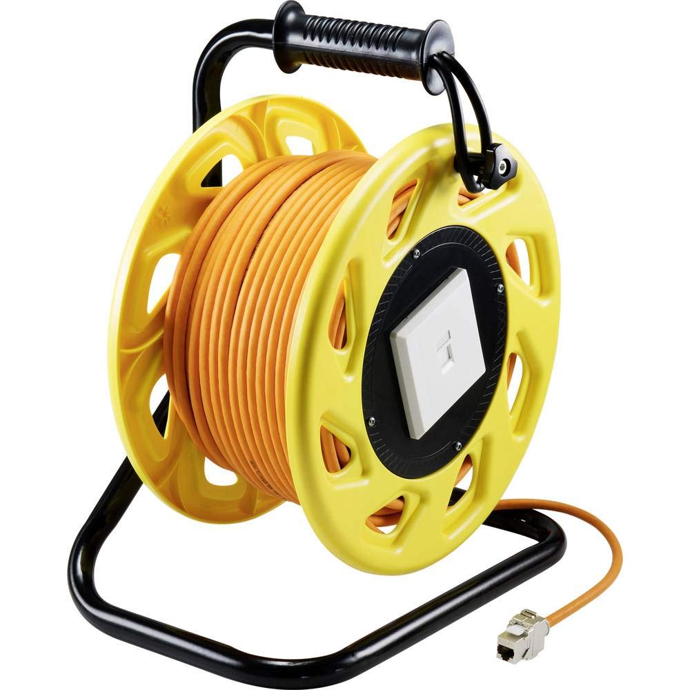 Renkforce RJ45 réseau informatique Enrouleur de câble CAT 7a S/FTP 50.00 m orange rond