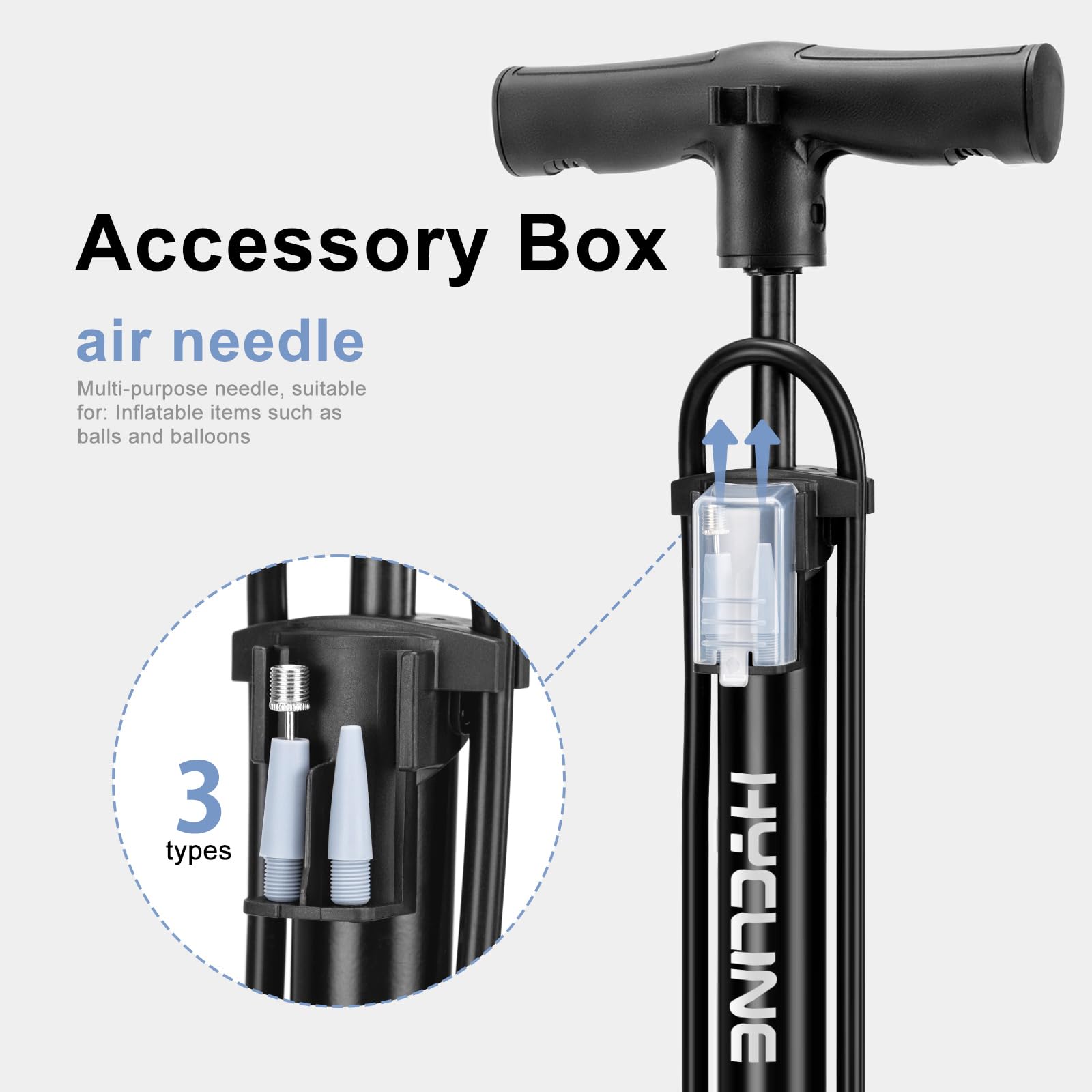 Hycline Bike Pump with Gauge: 160 PSI Bicycle Floor Pump - High Pressure Air Pumps with Schrader & Presta Valve for Road MTB Tires, Balls, Inflatables