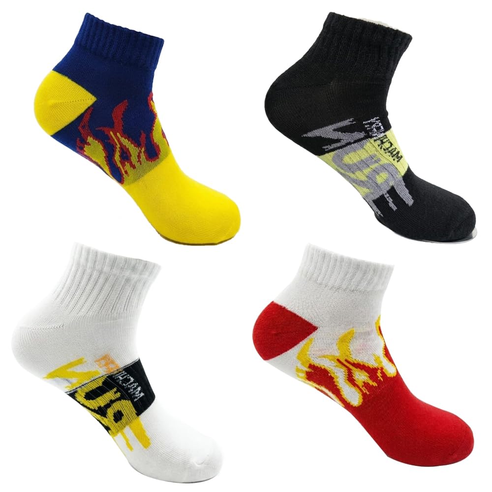 bear & beyond Unisex Ankle Socks Pack of 4 | Multicolor Graphic Designer Socks | Soft Cotton Blend | Breathable Casual Sports Socks for Men & Women | Free Size-picture-53
