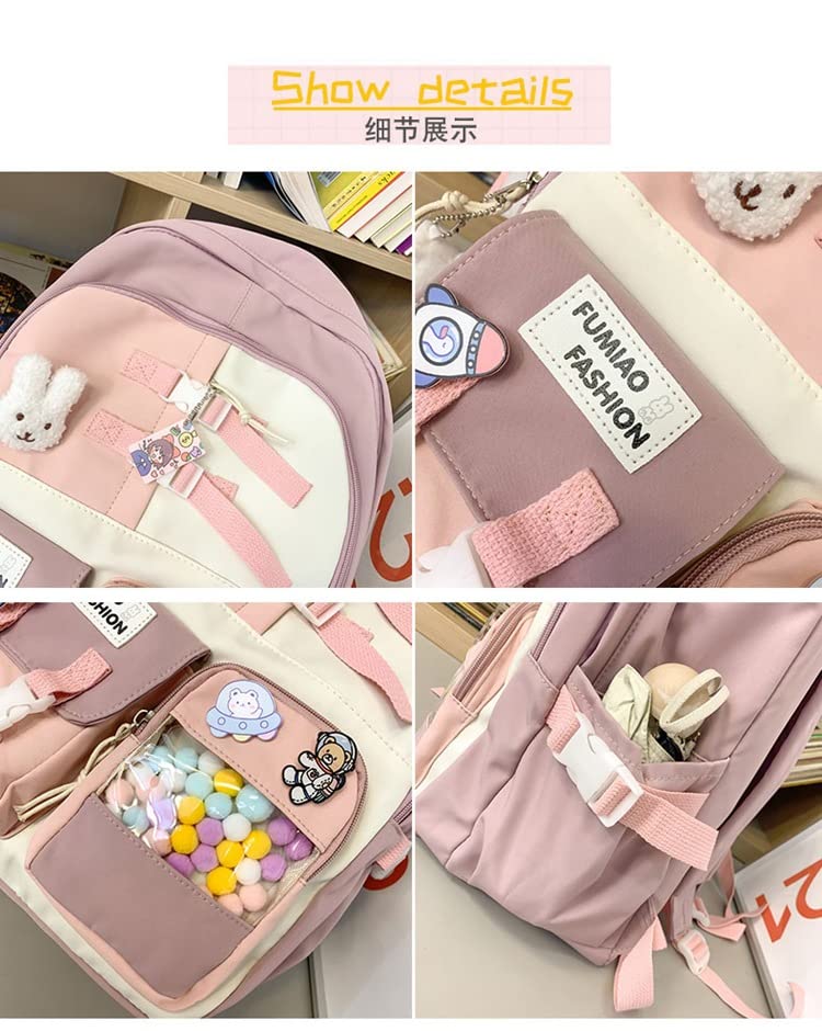 Cute Kawaii Backpack for Girl Boys, Back To School Gift Shoulder Bags Backpack Aesthetic Laptop Schoolbag for Teens(Green)3