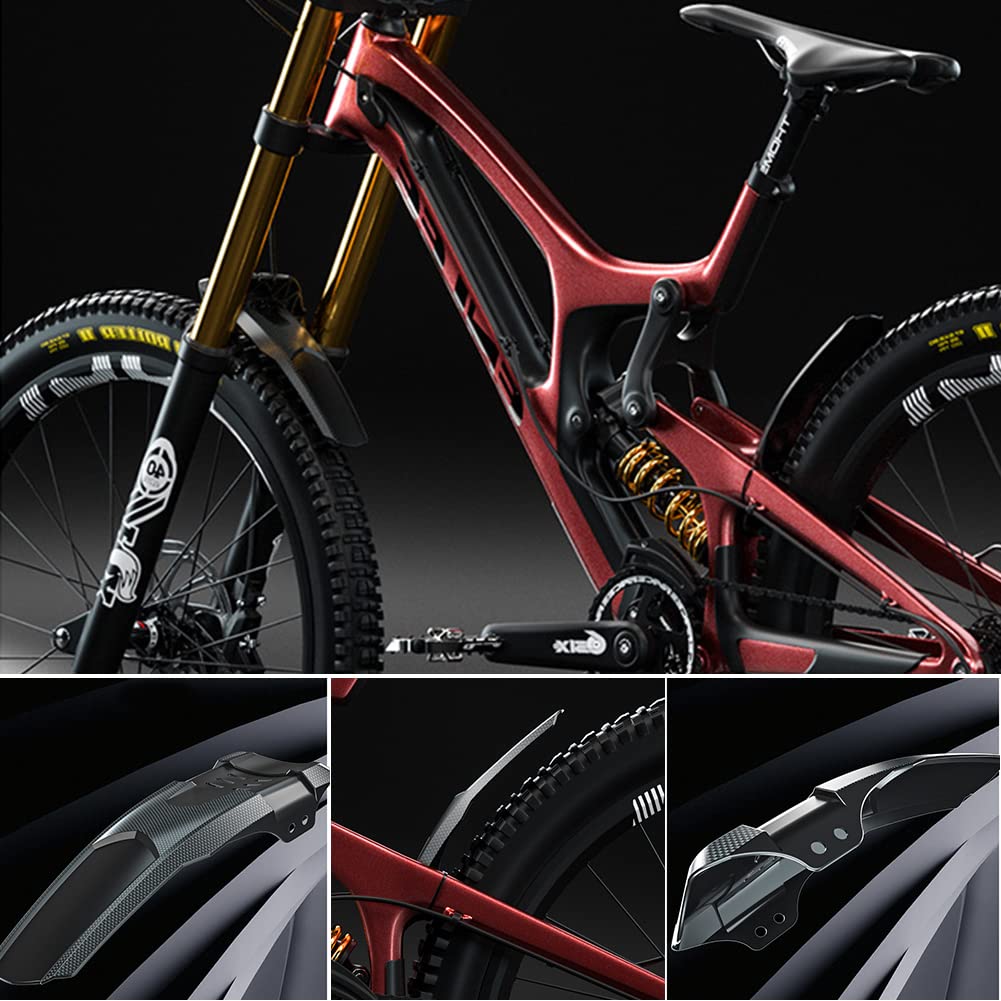 Geila 2 Pcs Bike Mudguards – Front & Rear Fenders For Mountain Bikes, 24”-29” Wheels, Carbon Fiber Look-369895