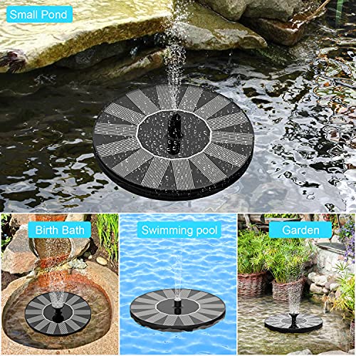 Solar Springbrunnen, Senders Solar Teichpumpe mit 1W Solar Panel Solarbrunnen für Draussen Solar Schwimmender Fontäne Pumpe für Gartenteich Oder Teich Vogel-Bad Fisch-Behälter