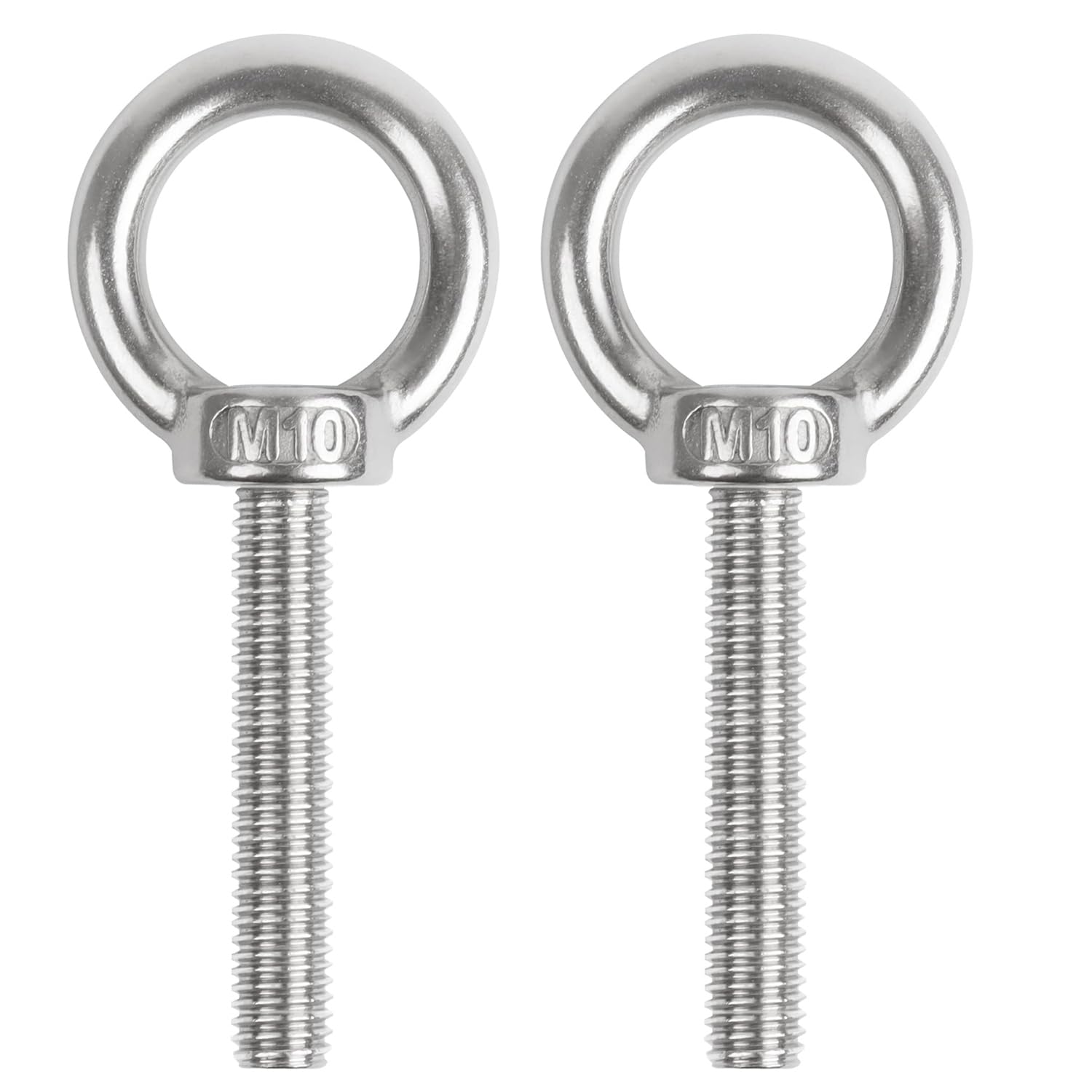 2PCS Juttzzei M8 Eye Bolt Heavy Duty, M10x60MM /2.36" Eye Bolts Male Screw with Thread, 304 Stainless Steel Lifting Ring Eye Bolts M8 for Living Lifting,Engineering Equipment