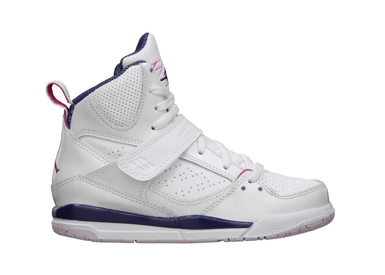 [524863-017] AIR Jordan Flight 45 HIGH PS PRE-School Shoes Black/Vivid Pink-White.