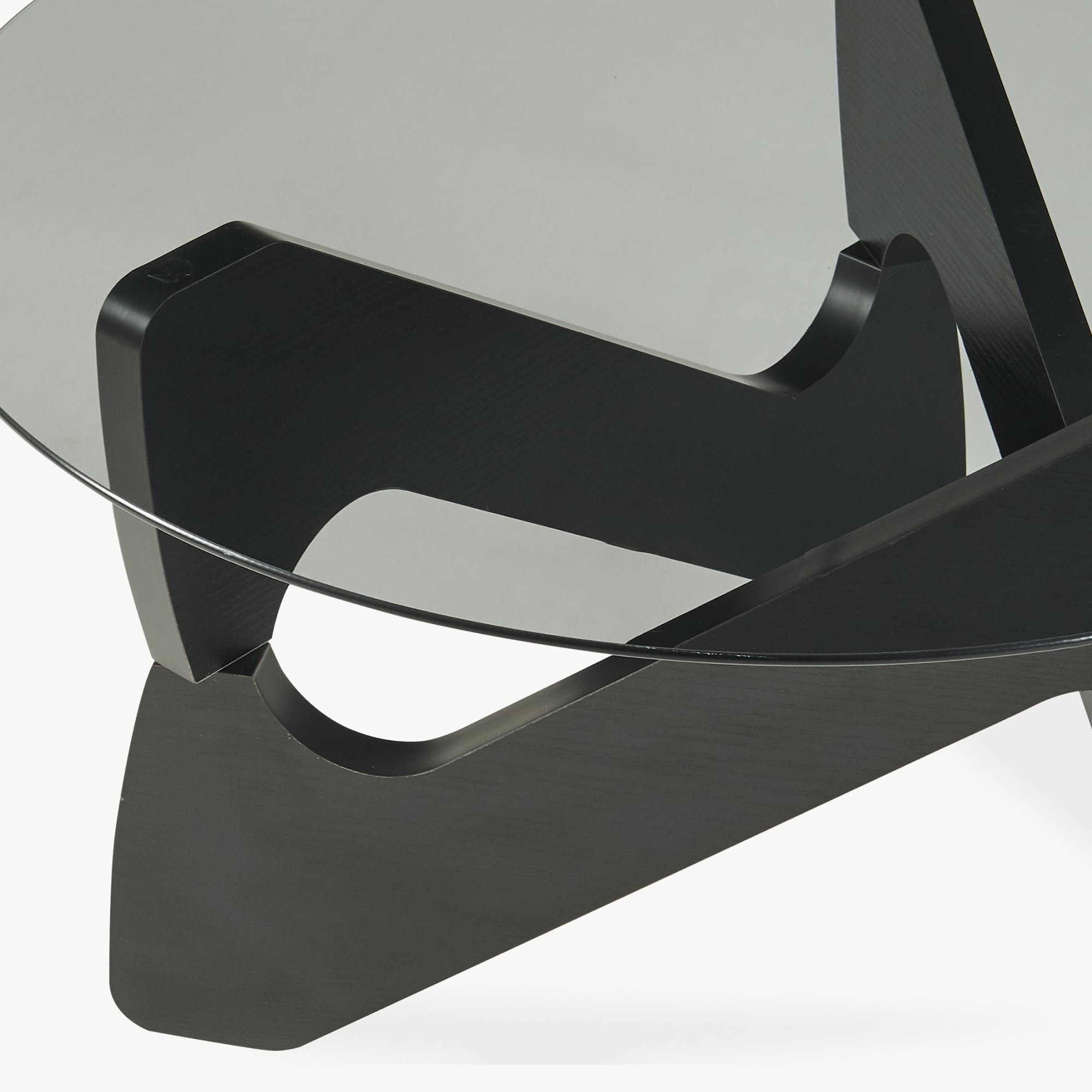 [en.casa] Tavolino da Caffè con Piano in Vetro Fumé 70x35 cm Nero/Grigio | Tavolo Basso Centrale per Salotto Soggiorno Living Piano Rotondo Circolare in Vetro Temperato Struttura Geometrica