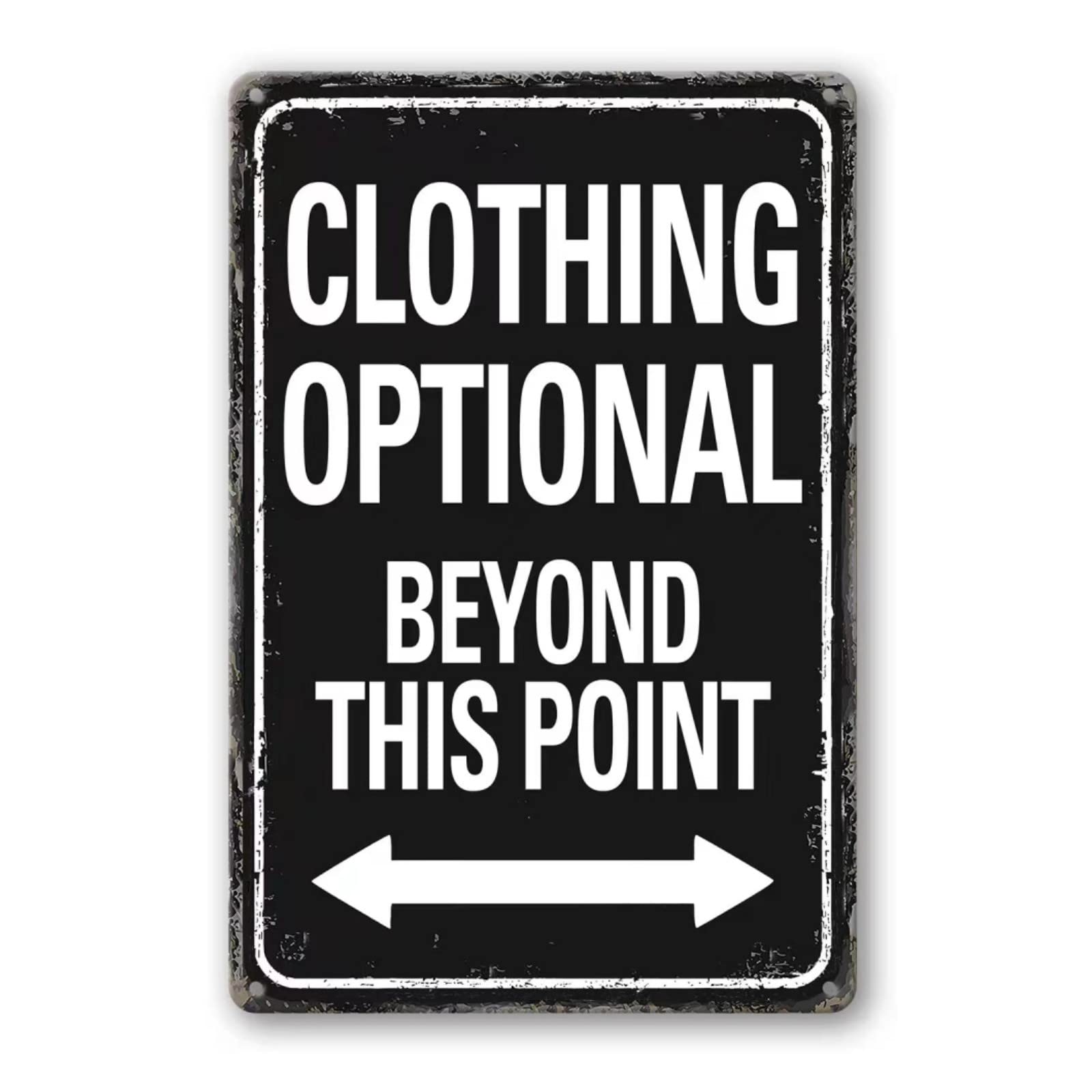 Clothing Optional Beyond This Point Sign Vintage Metal Tin Signs Man Cave Decor Bar Signs Wall Decor For Room Gifts For Men Black Sign 12 X 8 Inch