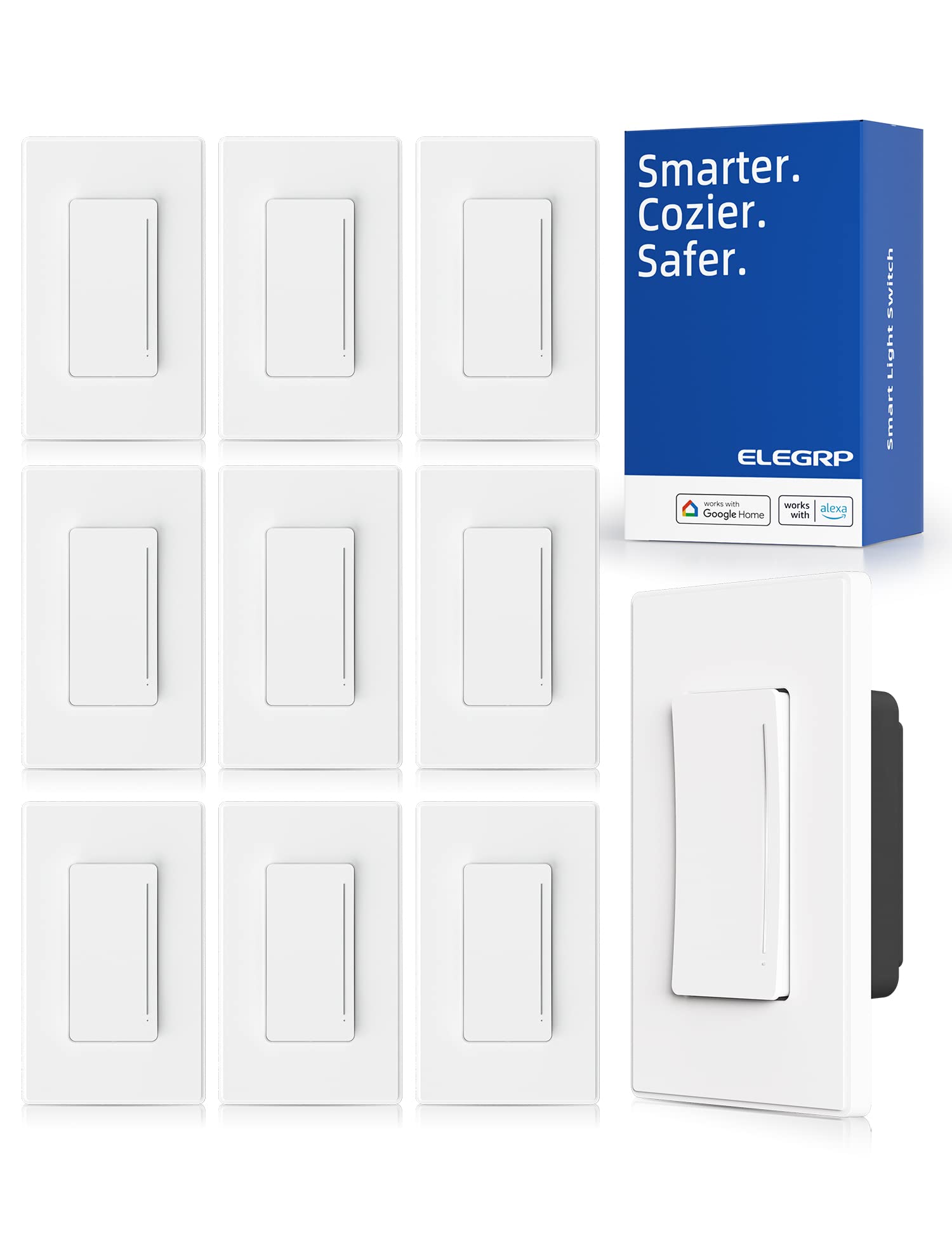 ELEGRP Smart Dimmer Light Switch DTR30, Single Pole or 3 Way, 2.4GHz Wi-Fi Touch Dimmer Compatible with Alexa/Google Assistant, Needs Neutral Wire, No