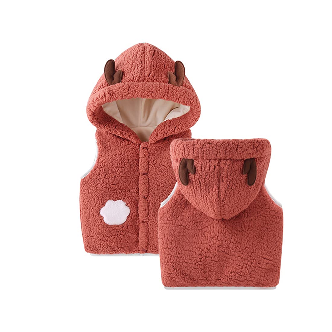 Neonata Vestiti senza maniche Orecchio animale Felpa con cappuccio Canotta Gilet in pile Cappotto Autunno Inverno Giacca calda