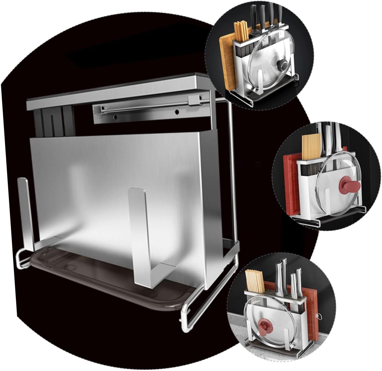 Chopsticks Rack Knife Holder Knife Block Pot Cover Space-saving Silverware Organizer
