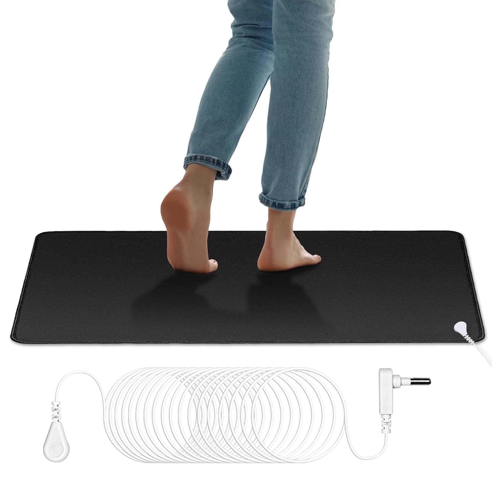 NIULAFR Grounding Mat Plus Grounding Cord. Grounded Foot Therapy，Grounding Desk Mat,Grounding Keyboard Mat to Protect The Body, Improve Energy.Relieve Pain,Sleep Assist.(11.6X39 in)