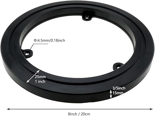 Miniatura 3 de Lazy Susan de plástico redondo negro de 8 pulgadas  8x0.55 pulgadas para plantas en maceta, soporte de exhibición giratorio, altavoces estéreo, mesa