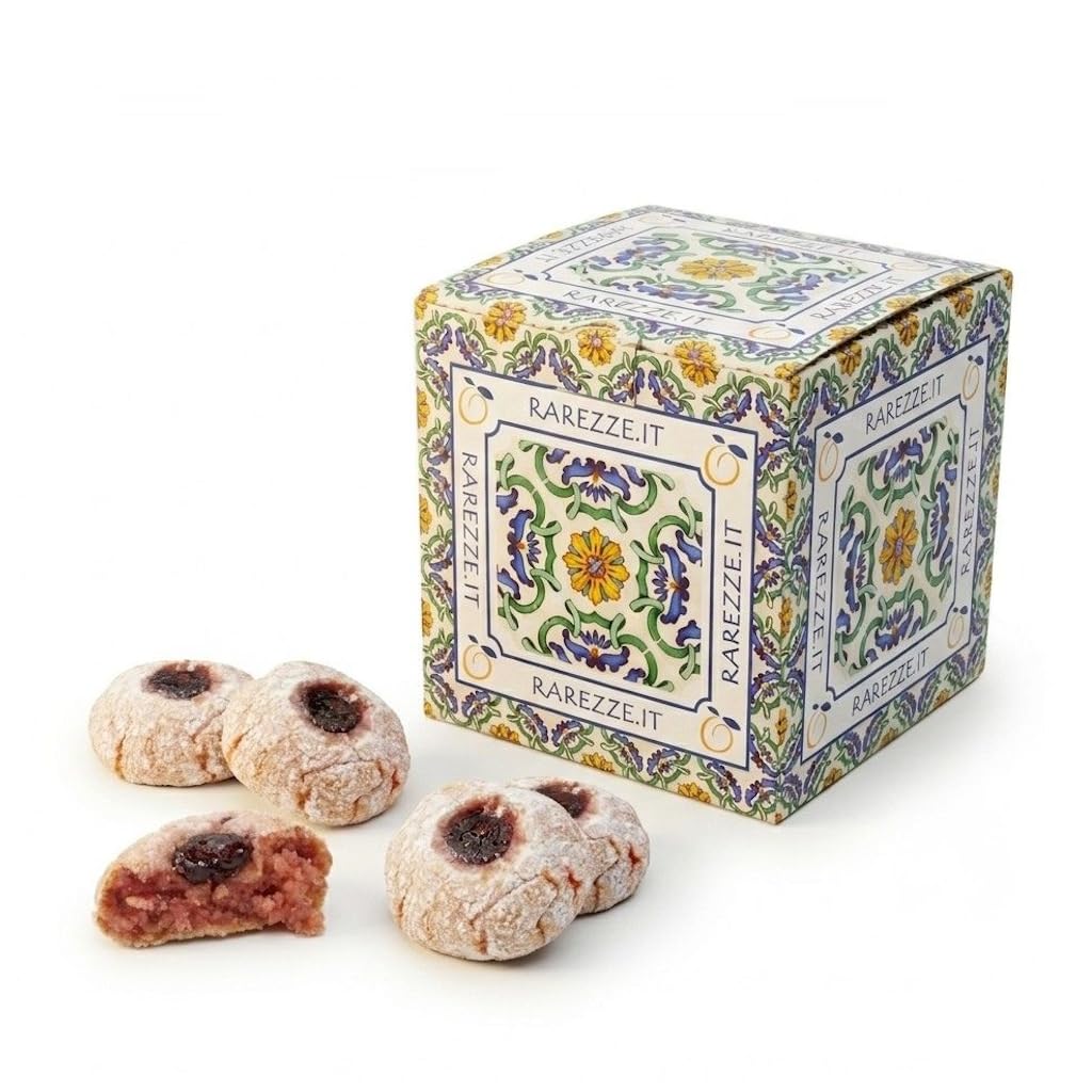 RAREZZE | Biscotti di Pasta di Mandorla Siciliana al GELSO | Deliziosa confezione regalo (kg.1) | Dolci tipici di Sicilia | Preparazione artigianale | Spediti appena sfornati !