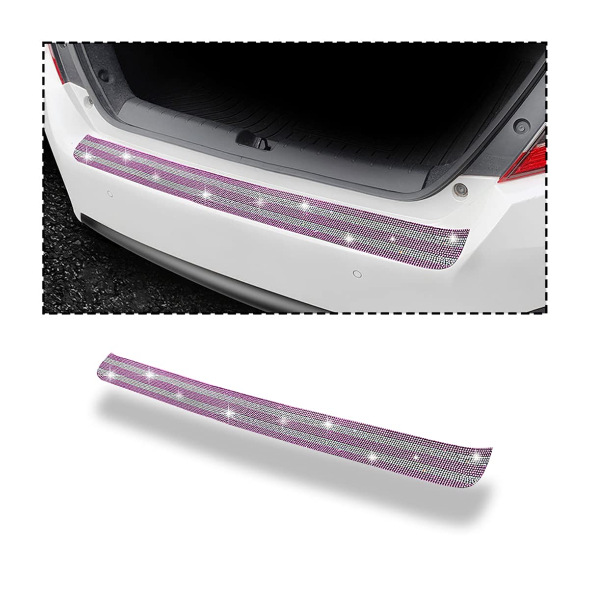 AICEL Car Rear Bumper Protector, Anti-Scratch Trunk Door Entry Guards, Bling Crystal Anti-Collision Adhesive Sticker, Universal Auto Exterior Accessories for Most Cars, SUVs