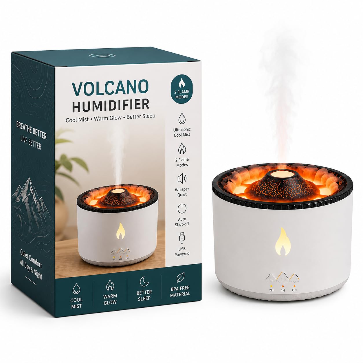 Remote Controlled Flame Humidifier with Auto Off Safety - 2 Mist Mode Aroma Diffuser for Home, Office, Yoga and SPA-image-16