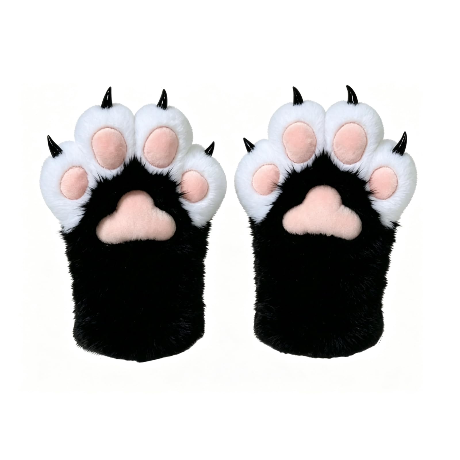 XZSKD Furry Cat Paw Gloves, Plush Faux Fur Cosplay Paws, 28x22 cm