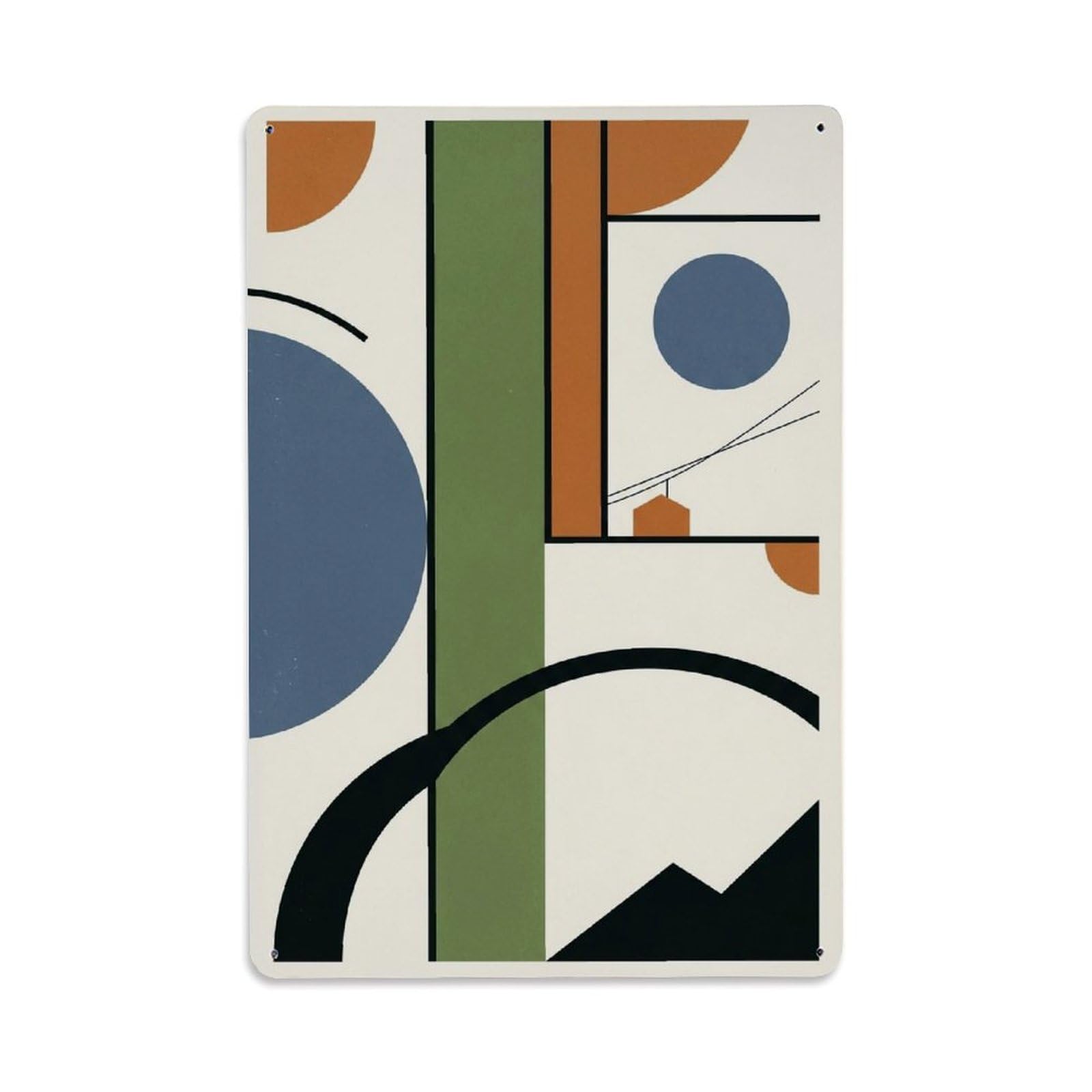 Geometric Abstract Mountain Gondola Cream Background Metal Tin Sign Plaque Wall Decor for Cafe, Man Cave, Club Bar, Office, Home Garden Round Metal Poster 8x12Inch