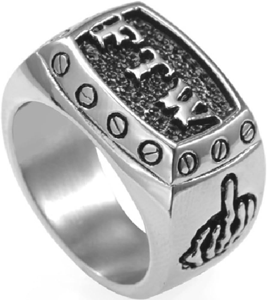 Stainless Steel FTW Middle Finger Biker Ring (8)