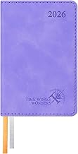 POPRUN 2026 Mini Pocket Week to View Diary A7 11.5 x 7.5 cm French Version Soft Cover PU Leather – Super Small Weekly Planner Jan 2026 to Dec 2026, 70 g/m² Paper, Lilac