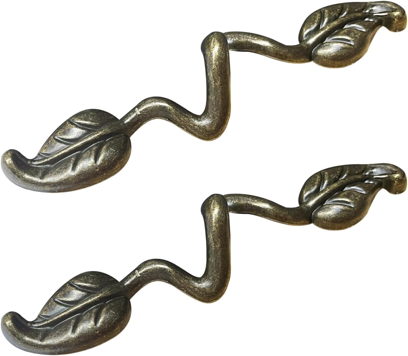 Leaf Shape Drawer Pull Handle, Vintage Bronze Leaf Dresser Pull Knob Twig Branch Decorative Cabinet Wardrobe Furniture Door Drawer Pull Handle, 2 Pcs Zinc Alloy 3" Hole Center