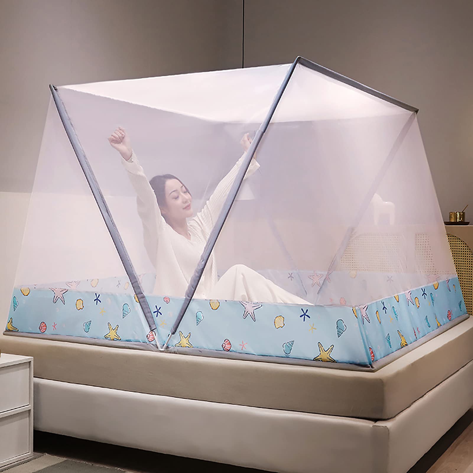 Zanzariera Pieghevole, zanzariera a baldacchino per Letto a baldacchino Pieghevole per zanzariera da Campeggio Tende da Tenda Pop-up di Dimensioni Multiple per Letti Camera,A,100x190x80cm