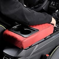 Vista 5 de Center Console Cover for Car, Microfiber Leather Car Arm Rest Cover with 2 Cup Holders, Universal Car Accessories Interior, Black