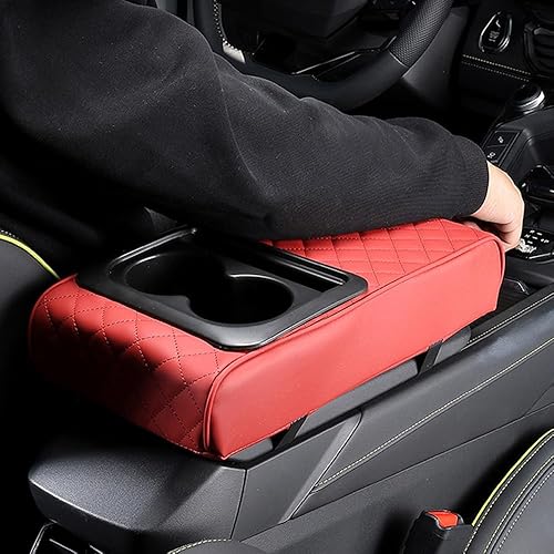 Miniatura 5 de Center Console Cover for Car, Microfiber Leather Car Arm Rest Cover with 2 Cup Holders, Universal Car Accessories Interior, Black