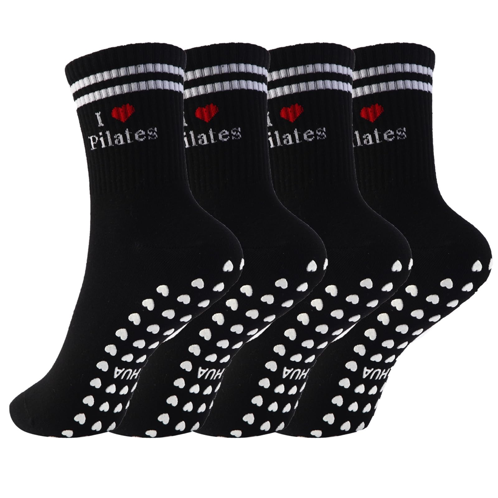 ZGLHUA Pilates Socks for Women,Heart Grip Funny Pilates Socks Cuffs,Anti-Skid Cotton Grip for Ballet,Home,Studio 1Pair