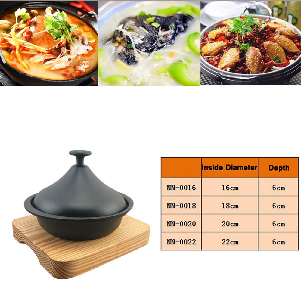 Sywlwxkq Tagine Pot with Tray, Thickened Cast Iron Pot, Household Soup Pot, Restaurant Dry Pot, Smoldering, Multipurpose Use for Home Kitchen or Restaurant Ceramic / 20cm