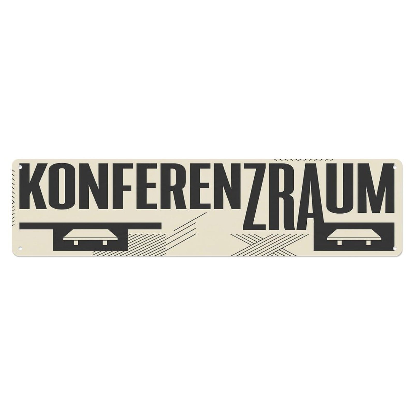 Vintage Conference Room Text Table DE Metal Tin Sign