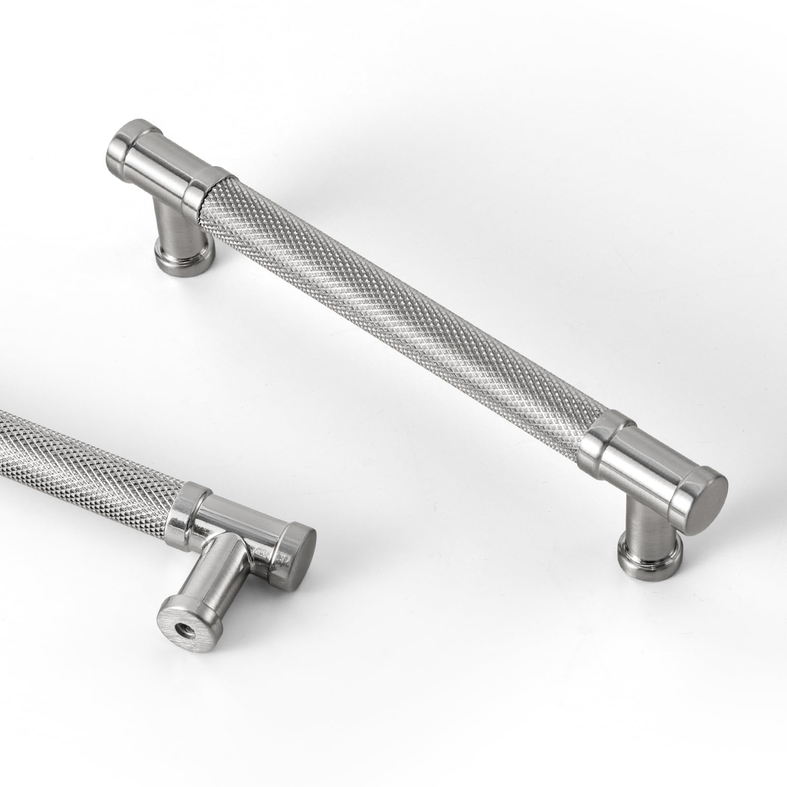 Goo-Ki 6 Pack Brushed Satin Nickel Cabinet Pulls Drawer Pull, 5.04"(128mm) c-c Kitchen Hardware Modern Zinc Alloy Bar Cabinet Drawer Handles for