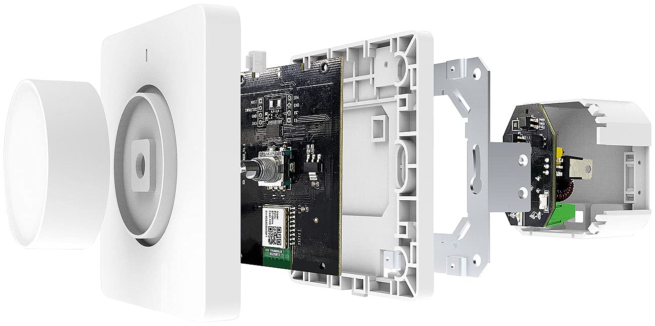 Luminea Home Control Dimmer: 2er-Set WLAN-Unterputz-Lichtschalter mit Dreh- & Drück-Funktion, App (WLAN Dimmer, LED Alexa, Decke)