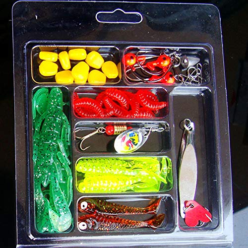 SXNLTE Set Tackle Angelhaken Wurmköder-Set Kopf weich Angelzubehör (wie abgebildet, Einheitsgröße) – Bild 4