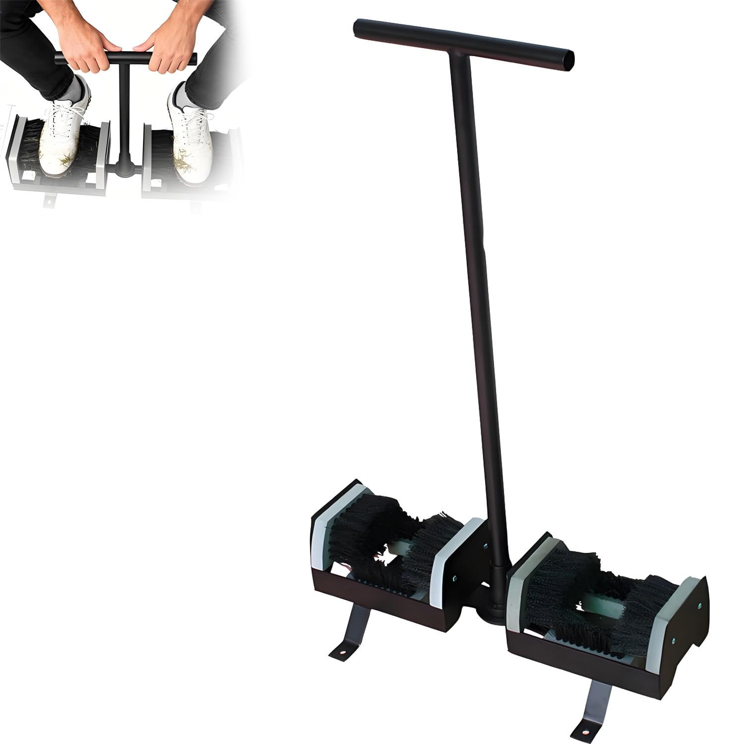 Cepillo rascador de calzado resistente para exteriores, cepillo limpiador de botas para montaje en suelo, con mango, eficaz removedor de barro, para granjas, ranchos, jardinería y lugares de trabajo.