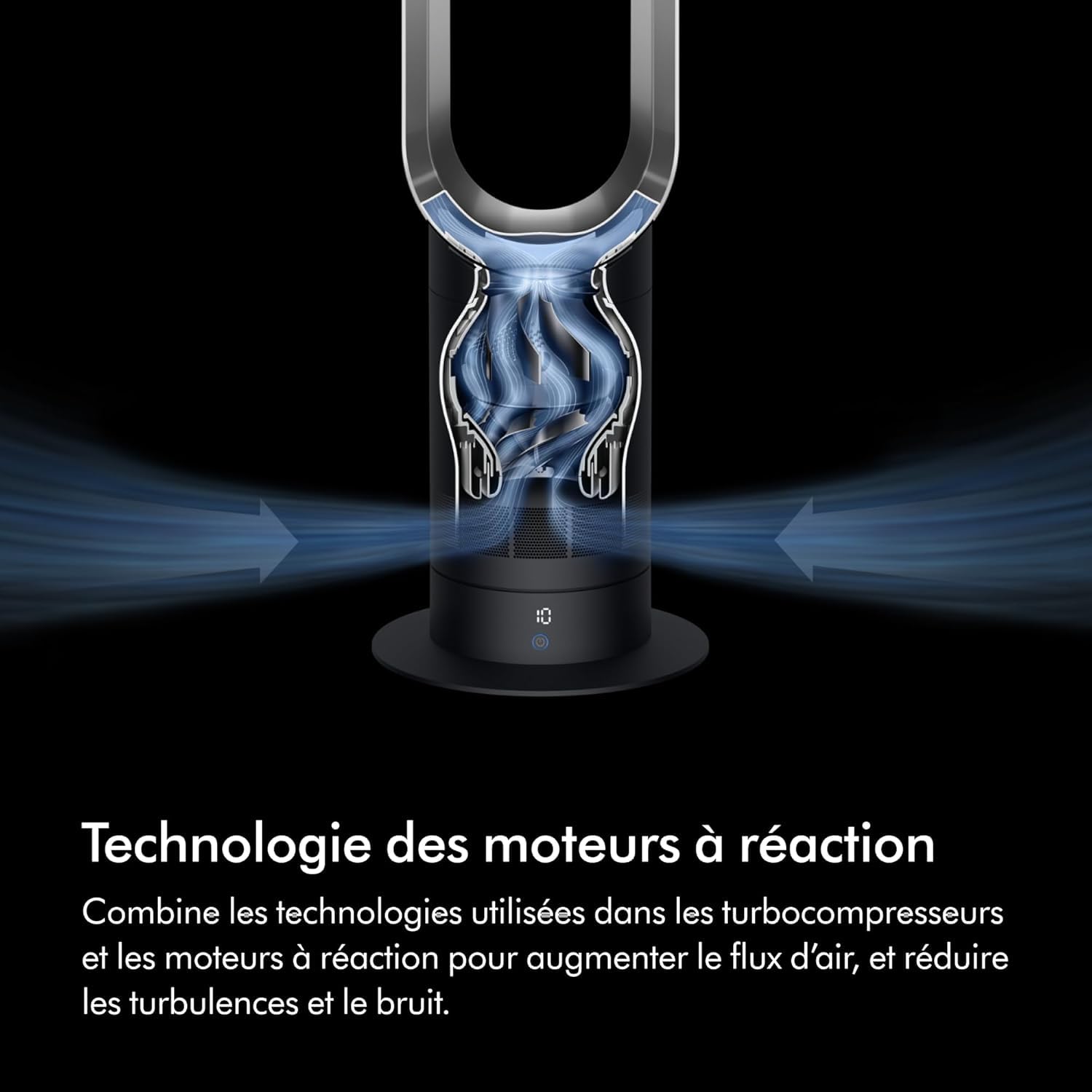 Dyson Cool AM07 Ventilateur avec télécommande 100 cm, minuterie 9 h, ventilateur tour silencieux blanc/argent, économie d'énergie, ventilateur sur pied, ventilateur sur pied