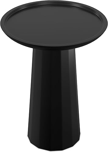 SIMPLIHOME Dayton - Mesa redonda de madera de mango maciza de 13 pulgadas de ancho y contemporánea en negro, totalmente montada, para sala de estar