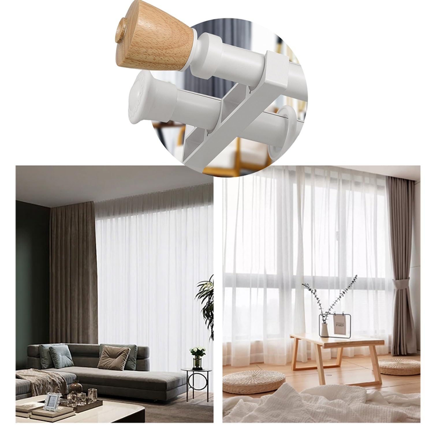 Tringle à rideaux à double voie en aluminium – Rail silencieux pour salon, chambre à coucher et salle de bain – Gris 1,8 m / 5.9ft – Séparateur d'espace élégant et solution fonctionnelle de décoration